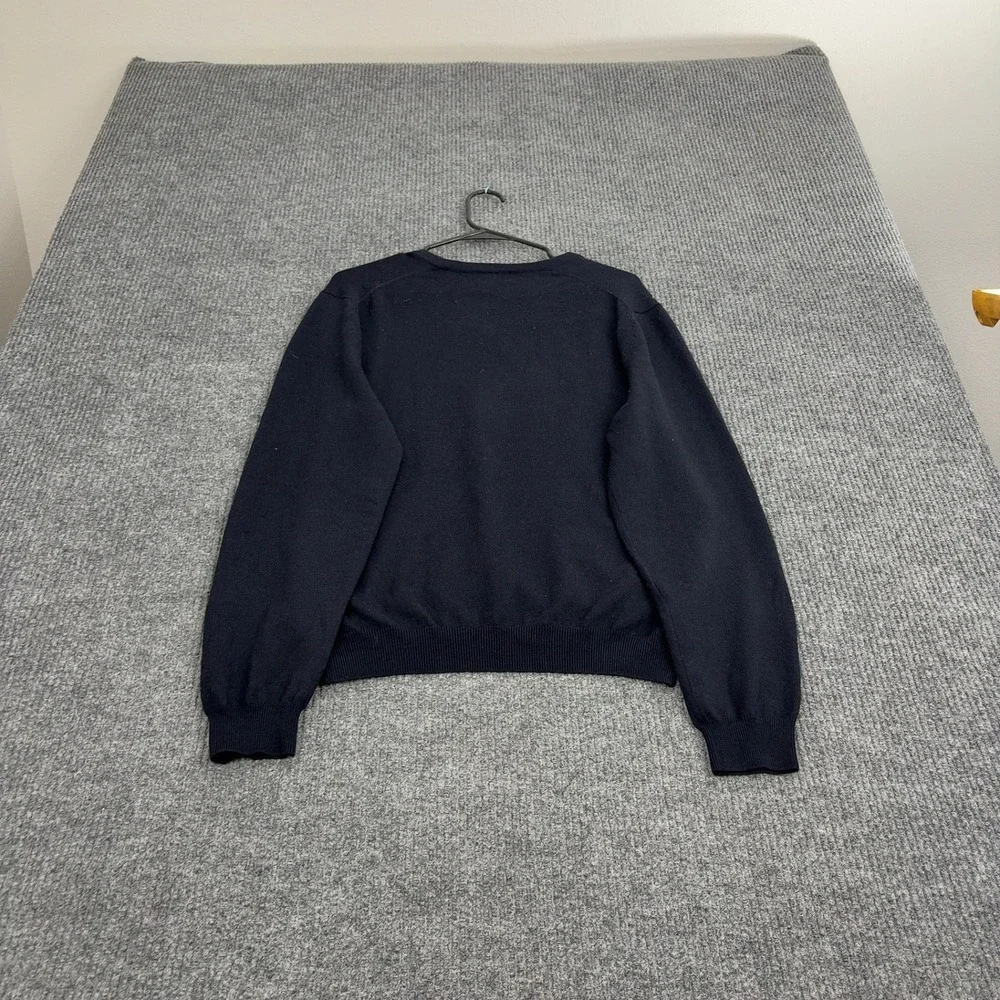 Brooks Brothers Sweater Mens M Navy Blue Merino‎ Wool V Neck Classic Preppy
